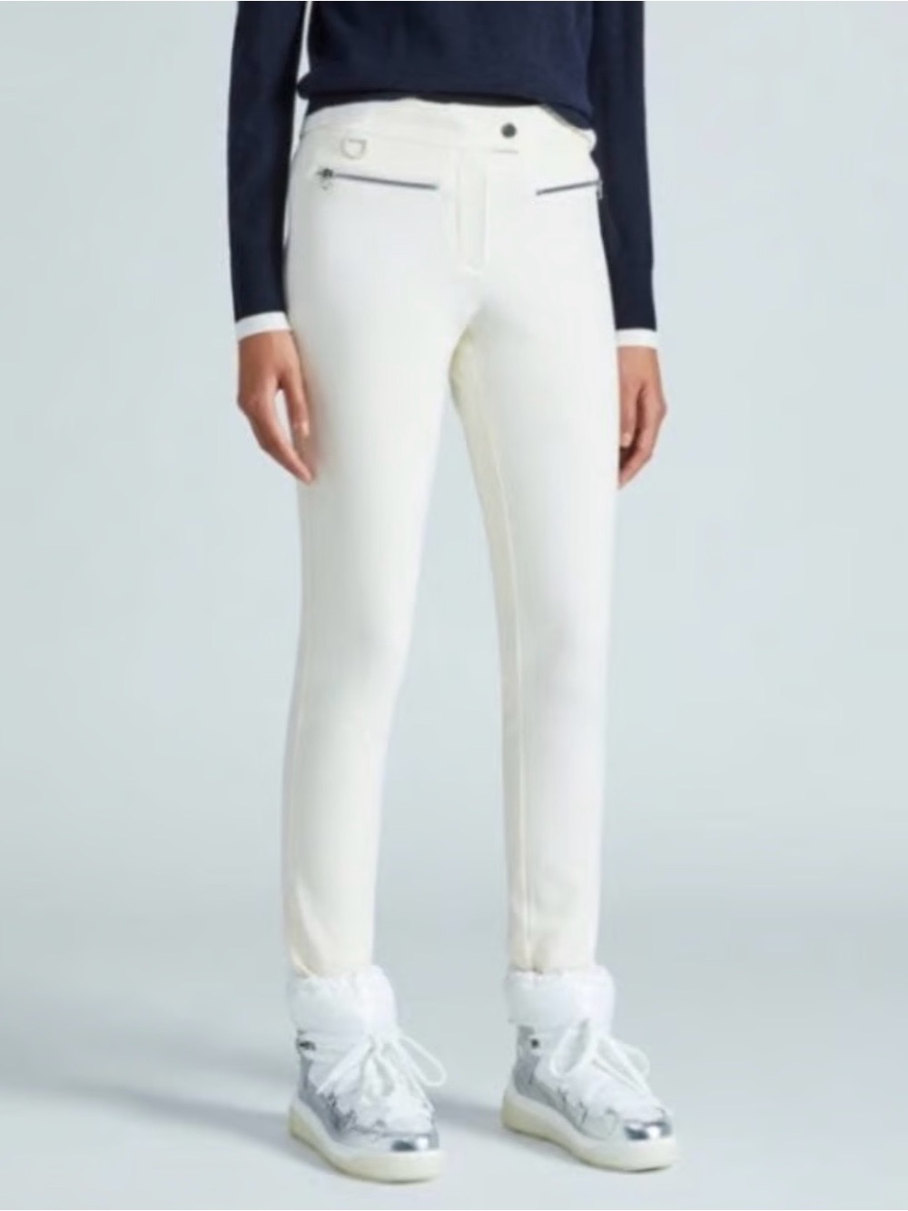 Erin Snow JES Eco Racer Stirrup Ski Pants, White, 2US